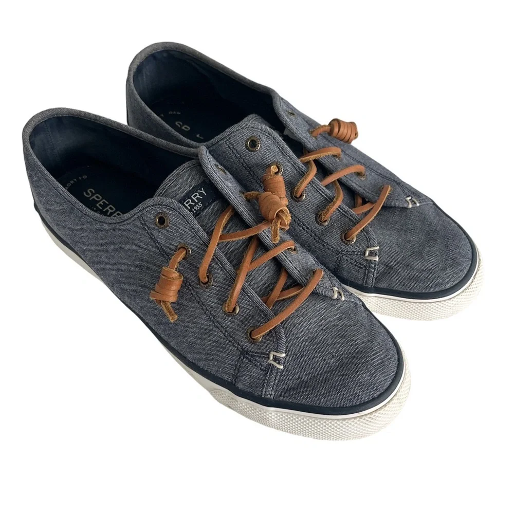 Sperry‎ denim pier view sneakers with leather shoe laces